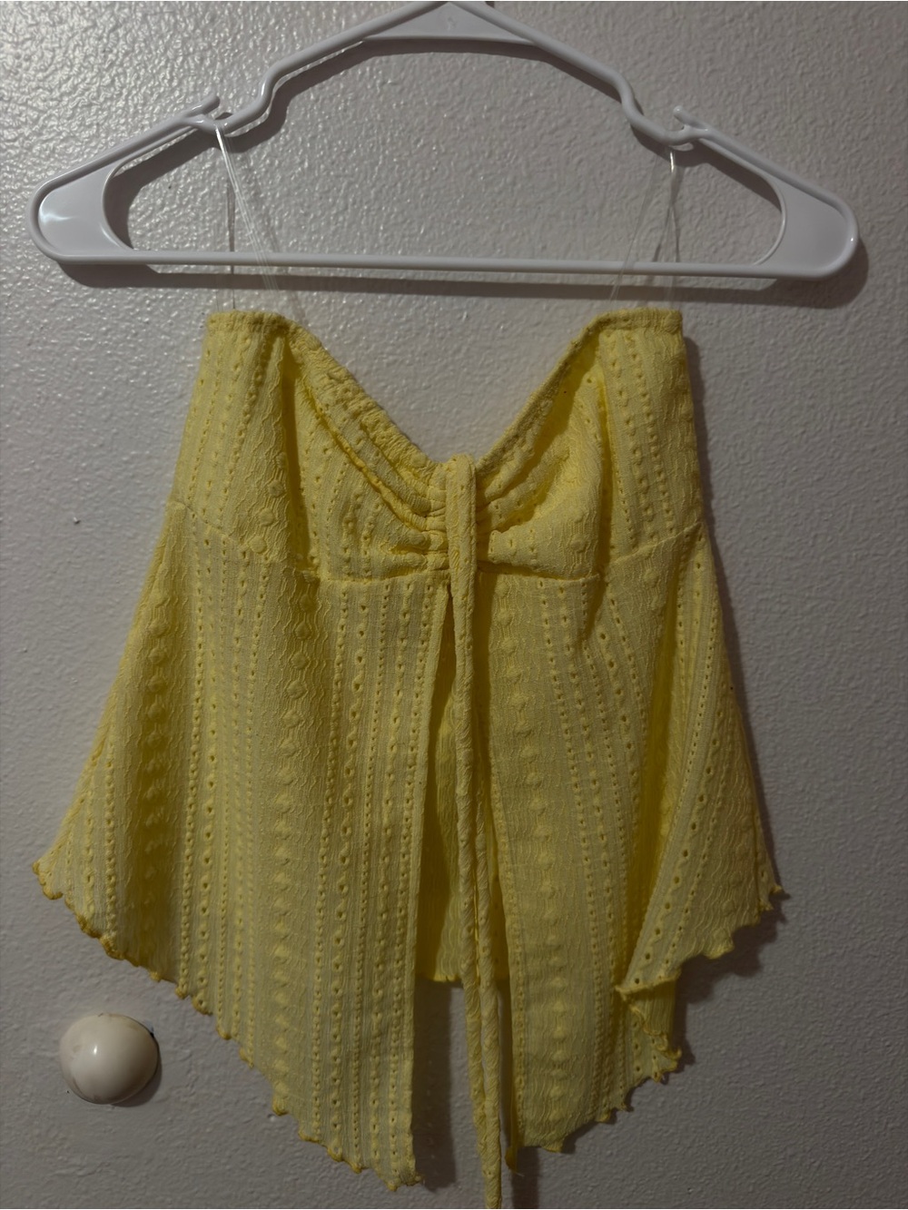 Yellow Women's Tie-Front Eyelet Shirt